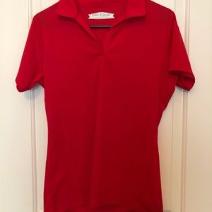 Red polo shirt